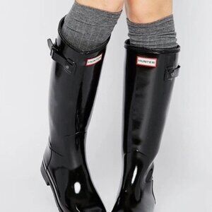 Hunter- Tall Rain Boots- Black- Size 8